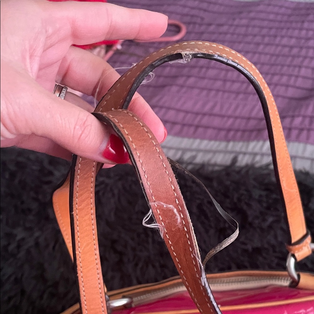 Coach Fuchsia and Tan Satchel - Picture 5 of 7